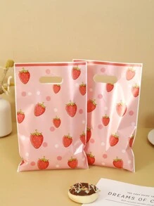 10/20/50pcs 16.5*25cm Strawberry Print Gift Bags,Plastic Party Candy Bags With Handles,Multi-Purpose Gift Wrapping Supplies Goodie Bag For Gender Reveal Strawberry Theme Birthday Family Holiday Party, Suitable For Boutique Stores, - Multicolor - View 9