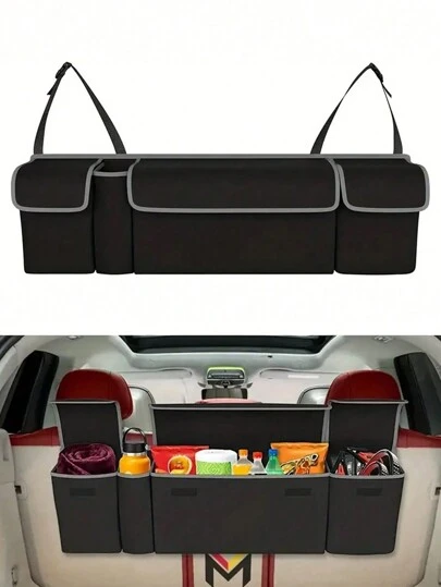 Prime Car Trunk Organizer And Storage, Hanging Organizer For SUV, MPV, Waterproof, Cargo Storage Bag With 4 Pockets, Car Interior Accessories For Men &Women