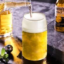 Vasos para bebidas con tapas de bambú y pajita de vidrio, tazas con forma de lata para cerveza y café helado, linda taza para bebidas, ideal para soda, té de boba y cócteles - 16 onzas - Ver 10