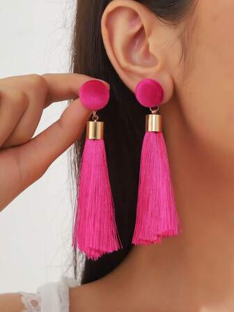 1 对欧美时尚优雅流苏耳环，复古个性简约波西米亚风格几何耳环，宴会和派对的夸张耳环