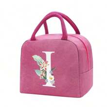 Bolso bandolera portacomidas de gran capacidad, impermeable y refrigerante. Adecuado para hombres, estudiantes, con bolsillos laterales. Bolso bandolera, bolso de hombro, con diseño de letra inicial del alfabeto de la A a la Z y con estampado de mariposa. Bolso de lona portátil para comida, organizador, bolso refrigerante para oficina, trabajo, escuela, maestros, mujeres, señoras.