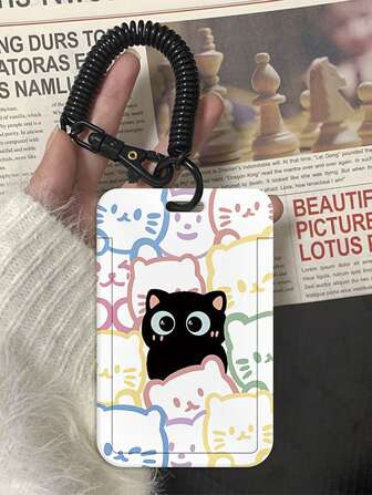 1pc Cute ABS Cat Pattern Portable Photo Card Sleeve Card Organizer For Men And For Daily And School Card Cover Badge Holder Card Holder Card Holder Wallet Business Card Holder Credit Card Holder Id Card Holder Card Holder Women For Women Card Wallet