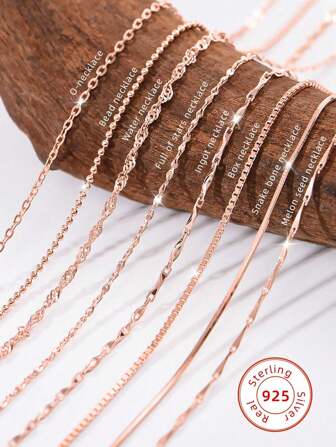 925 sterling silver Tröjor Kedja För kvinnor , PLÄTTERAD Med 18 K Roséguld Och Silver Färg , Kedja , Fashionabel Minimalist Damer Halsband Tillgänglig I 5 ( 40 , 45 , 50 , 55 , 60cm ) , Idealisk Presenter För Födelsedag