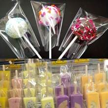 50 piezas/bolsas de dulces transparentes rectangulares, envoltorios de regalos para decorar bodas y fiestas de cumpleaños, bolsas de almacenamiento de conos de celofán para empacar dulces