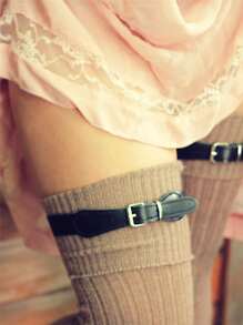 2 Peças Ligas de Coxa Sexy de Mulher em Couro Sintético, Acessórios de Lingerie Steampunk Cinto Corporal, Anel de Perna Gótico para Fantasia, Carnaval