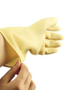 1對32cm橡膠清洗手套，廚房洗碗、防水和可重複使用 - 黃色 - 查看 2