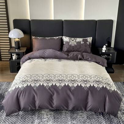 3pcs Printed Brushed Duvet Cover Set [1pc Duvet Cover + 2pcs Pillowcases] [Random Pillowcase Color] Without Filler, Soft & Comfortable, Suitable For Schools, Hotels, Dormitories, Home Use