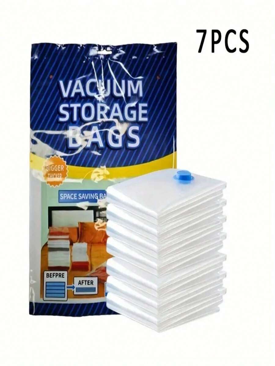 5/6/7/8/15入組厚款真空壓縮袋，存儲袋，家用衣物，服裝，被子，羽絨外套存儲袋 - 無色 - 查看 1