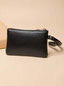 Women Shiny Patent Leather Short Wallet With Wrist Strap And Double Zipper Business Casual For Women Wallet Mini Wallet Purse Wallet Wristlet Wallet Coin Wallet