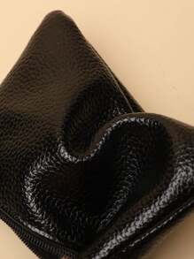 Women Shiny Patent Leather Short Wallet With Wrist Strap And Double Zipper Business Casual For Women Wallet Mini Wallet Purse Wallet Wristlet Wallet Coin Wallet