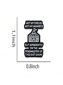 1pc Not My Circus, Not My Monkey Hip-Hop Fashion Alloy Brooch - Black and White - View 2