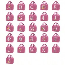 Bolso bandolera portacomidas de gran capacidad, impermeable y refrigerante. Adecuado para hombres, estudiantes, con bolsillos laterales. Bolso bandolera, bolso de hombro, con diseño de letra inicial del alfabeto de la A a la Z y con estampado de mariposa. Bolso de lona portátil para comida, organizador, bolso refrigerante para oficina, trabajo, escuela, maestros, mujeres, señoras.