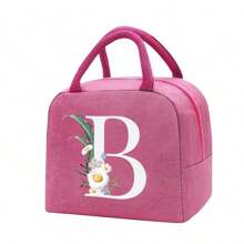 Bolso bandolera portacomidas de gran capacidad, impermeable y refrigerante. Adecuado para hombres, estudiantes, con bolsillos laterales. Bolso bandolera, bolso de hombro, con diseño de letra inicial del alfabeto de la A a la Z y con estampado de mariposa. Bolso de lona portátil para comida, organizador, bolso refrigerante para oficina, trabajo, escuela, maestros, mujeres, señoras.