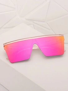 1 buah Kacamata Fashion Tanpa Bingkai Persegi Besar dengan Hiasan Paku Keling dan Cermin, Kacamata Fashion Unisex Cocok untuk Jalanan, Pantai, Pesta, Perjalanan, Hadiah untuk Wanita - Red Violet - View 3