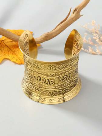 1 st retrostil armring med öppen ände, med gammal text och blommönster