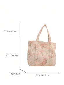 花草女士时尚花卉印花大容量手提包，缝纫工艺单肩包，布艺手提包，适合少女、女大学生、新手和白领，适合办公室、大学、工作、商务、通勤、户外、旅游、郊游、学校用手提包