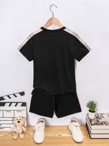 Bộ áo thun ngắn tay và quần short phối màu đơn giản, giản dị dành cho bé trai - Nhiều màu - Xem 2