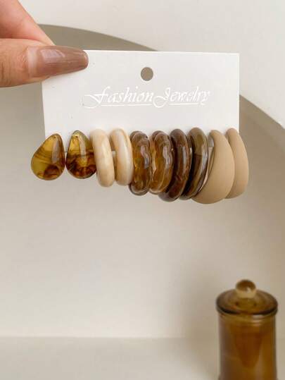 1 Set mit 5 Paar Komma- und Wassertropfen-Ohrsteckern in niedlicher, dicker Form, vielseitiges Mini-C-Form Ohrringset