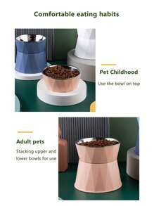 Tazón Para Gatos De Gran Capacidad Con Tazón Para Perros De Acero Inoxidable, Tazón Para Mascotas Con Patrón De Triángulo Desmontable