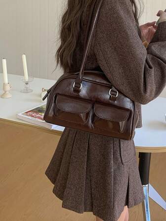 Dammode tygväska Stor kapacitet Pendelväska med flera fickor för vår/sommar, lämplig för musikfestival, fest, present (inga tillbehör ingår)