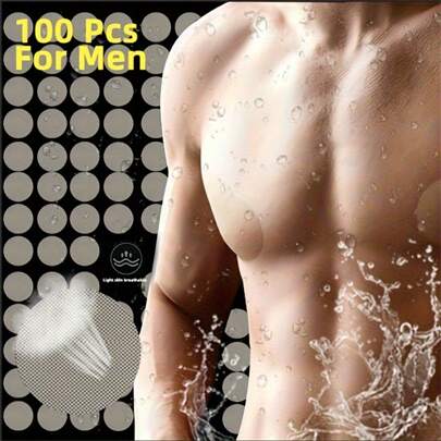 100pcs Men's Nipple Cover, Disposable Breast Patch For Men, Summer Breast Patch, Invisible Ultra-Thin Anti-Bulge Nipple Stickers, Sports Fitness Running Anti-Friction Nipple Patch