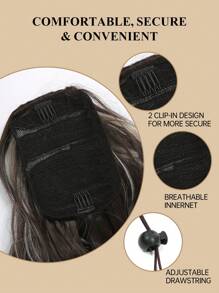 Lange gewellte Zopfverlängerung mit Clip in welligem synthetischem Haarteil 26 Zoll braun blond Highlights Zopfverlängerung mit Drawstring-Zopf für Frauen