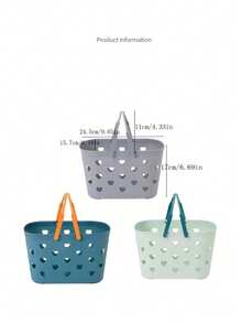 1pc Portable Plastic Shower Caddy, Organizer For Bathroom Toiletries And Cosmetics, Storage Basket - Pink - View 11