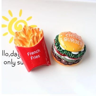 1 件/2 件/4 件 3D 薯条和汉堡树脂冰箱贴，创意家居装饰贴纸最佳礼物生日学校装饰学校惊喜宿舍装饰返校