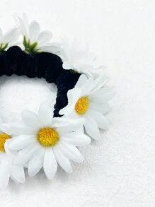 1 件织物雏菊花发圈，适合发髻发型海滩度假发带、手链装饰
