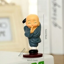 One Blue Independent Little Monk Shaolin Kung Fu Resin Doll Gift - Royal Blue - View 2