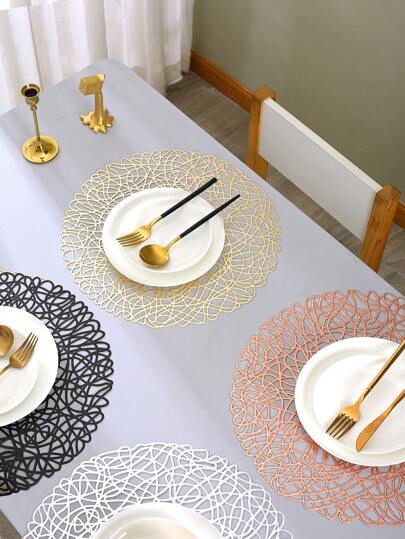 Placemats 1/2/4 Piece Set Twine Design PVC Place Mats For Kitchen Table Indoor/Outdoor Washable Heat-Resistant Placemat Wipeable Dining Table Mats For Wedding,Camping, Festival, Party