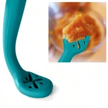 PopLittleOne 3Pcs/Set Unisex Baby Silicone Spoon Fork Set Solid Utensils Toddler Learn To Eat Training Soft Cutlery Children's Tableware - Blue - View 6