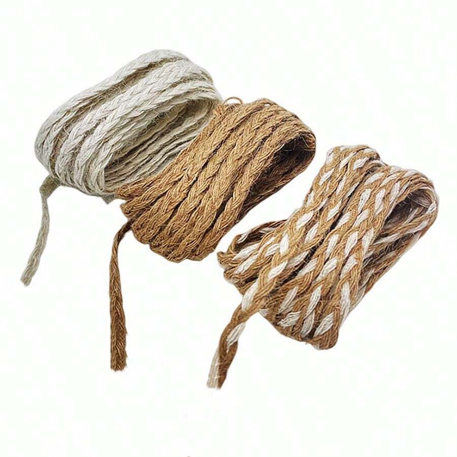 Cuerda de yute natural vintage con lazo de cintas de 5 metros por rollo, para envolver regalos, manualidades, decoración de bodas y fiestas hechas a mano - Z06 - Ver 1