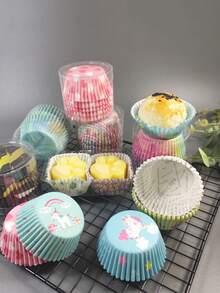 100Pc Cao Cấp Tuyết Meo Bánh Khay Giấy Cho Lò Nướng, chịu Nhiệt Và Chống Dầu Làm Bánh Muffin Cốc Giấy - Màu ngẫu nhiên B - Xem 5