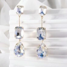 一对水晶玻璃长款耳环，颜色有紫色、蓝色、白色、粉色、绿色，优雅的珠宝，适合晚会、派对、约会和礼物 - 3顆環彩水晶 - 查看 13