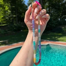 New European And American Personalized Color Block Color Natural Stone Beaded Handmade Beaded Necklace - Crushed Natural Stone Necklace - View 2