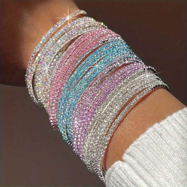 Conjunto de pulsera de lujo estilo bohemio con múltiples piezas de piedras preciosas de colores exquisitos y detalle en aleación para mujeres, joyería apilable para fiestas