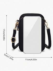1 chiếc túi đeo chéo mini tối giản thời trang, ví đựng tiền xu dọc có ngăn đựng điện thoại, quà tặng thường ngày khi đi du lịch hoặc đi học. - màu đen - Xem 11