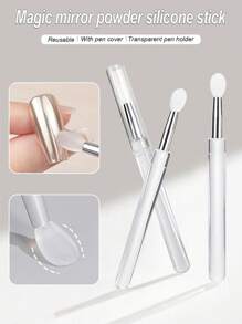6入組美甲矽膠魔鏡筆，透明矽膠棒條，適用於鏡面粉、粉末和閃粉，便攜式多功能刷 - 彩色 - 查看 9