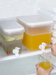 1pc Large Capacity Fridge Pitcher With Spigot, Lemon Water/Fruit Tea Beverage Dispenser, Summer Ice Water Cooler Bucket