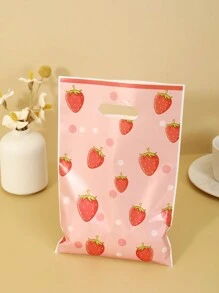 10/20/50pcs 16.5*25cm Strawberry Print Gift Bags,Plastic Party Candy Bags With Handles,Multi-Purpose Gift Wrapping Supplies Goodie Bag For Gender Reveal Strawberry Theme Birthday Family Holiday Party, Suitable For Boutique Stores, - Multicolor - View 13