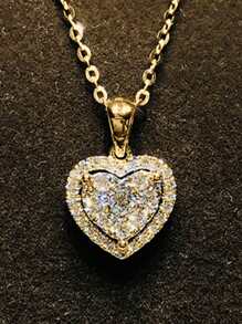 1 PC Glamorous Heart Cubic Zirconia Heart Necklace Pendant For Women Valentine'S Day Gift Wedding Jewelry Valentines,Mom,Mother,Mother's Day,Gift