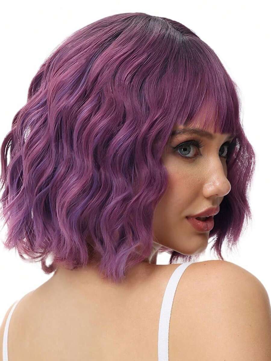 Ngắn Quăn Tóc giả tổng hợp Tóc mái - Nhiều màu - Xem 1