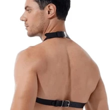 1pc Men's Punk Leather Chain Accessory Belt - Black - View 3