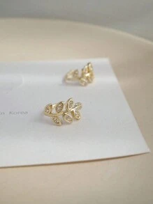 2pcs/1 Set Gold-Colored Leaf Shaped Ladies Clip Earrings, Adjustable Simple Earrings, Suitable For Daily Wear Halloween