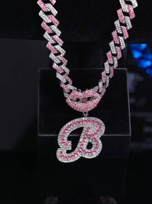 1 pieza Colgante de letra inicial A-Z Hip-Hop, enlace de cadena china unisex, collar Y2K de joyería perfecto para niñas como regalo para fiestas - 1003 - Ver 9