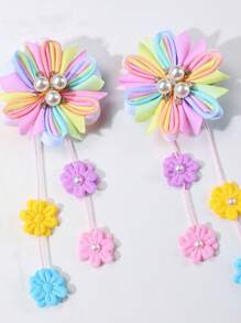 2入組彩虹花卉髮夾女孩兒童髮飾 - 彩色 - 查看 2