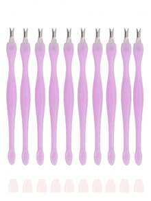 10pcs Nail Cuticle Remover Tool Set With Plastic Handle For Dead Skin And Callus Removal, Suitable For Fingernail And Toenail Repair And Shaping - Multicolor - View 8