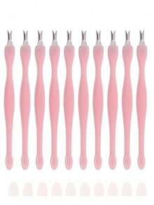 10pcs Nail Cuticle Remover Tool Set With Plastic Handle For Dead Skin And Callus Removal, Suitable For Fingernail And Toenail Repair And Shaping - Multicolor - View 7
