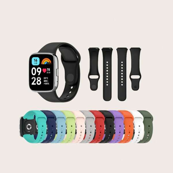 1 unidade masculina feminina lazer confortável esportiva pulseira de silicone de cor sólida compatível com Redmi Watch 3 Lite, 12 cores disponíveis para seleção como presente para alunos que retornam à escola